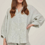 Carlotta & Gee - 100% Linen Pyjama Shirt in Pencil Stripes