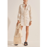 ILIO NEMA - Oceanus Cream Boucle Stripe Mini Dress