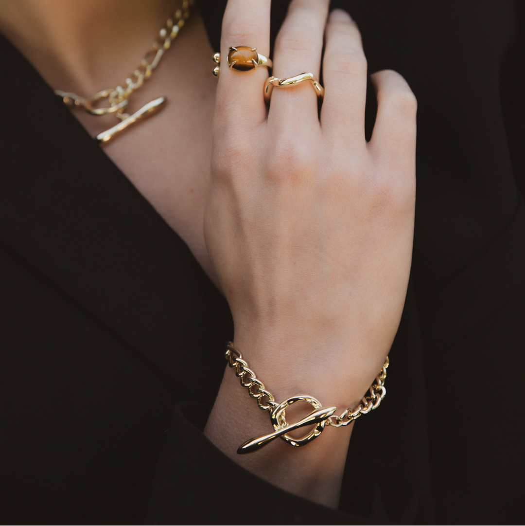 F+H | Mixed Fob Chain Bracelet | 18k Gold Plating - NASH + BANKS