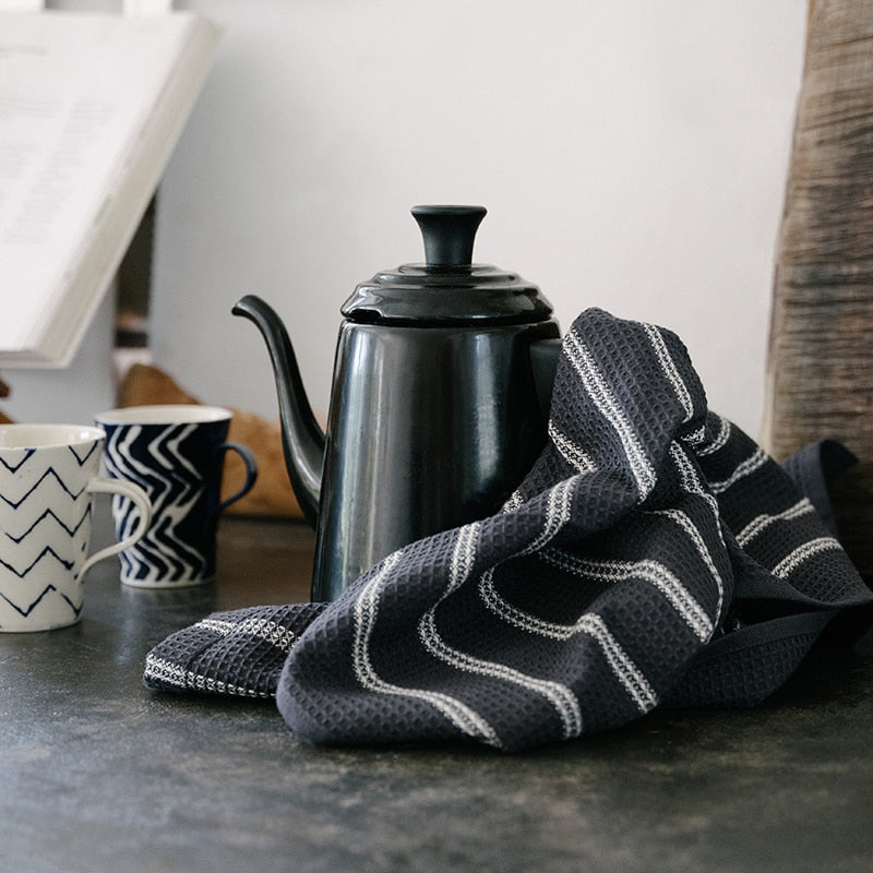 Mungo Textiles | Cotton Waffle Kitchen Towel - NASH + BANKS | Coal