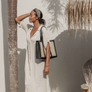 Raja Everyday Bag - Leather & Cane Handbag - Medium Black