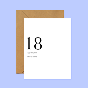 18 Definition | Greeting Card 18th Birthday Milestone