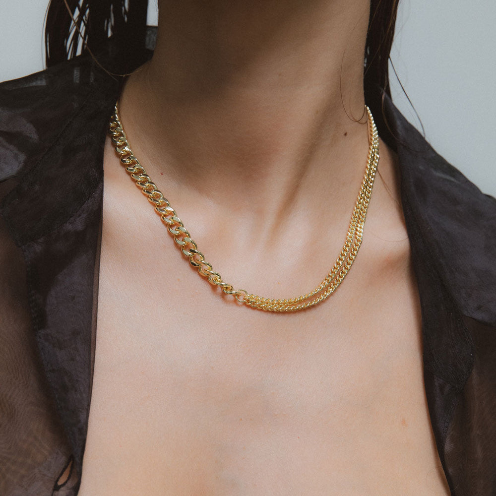 F+H Studios | Amplify Double Curb Chain Choker | 18k Gold Plating - NASH + BANKS