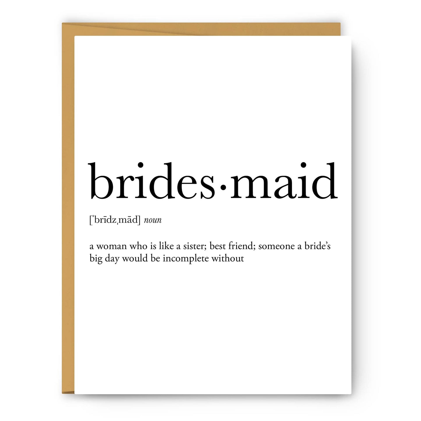 Bridesmaid Definition | Wedding Card