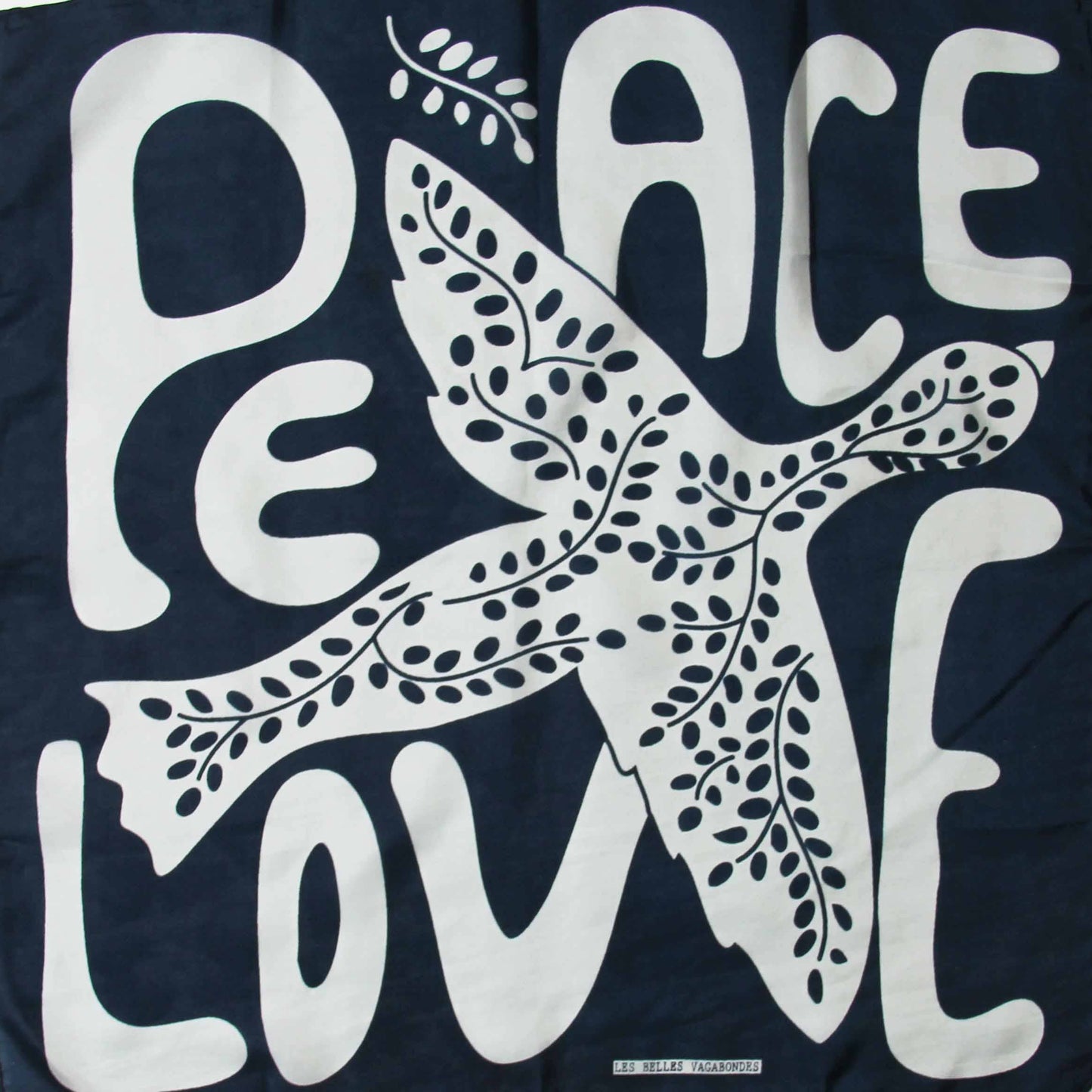 Les Belles Vagabondes | Peace & Love Navy | Mini Silk Scarf - NASH + BANKS
