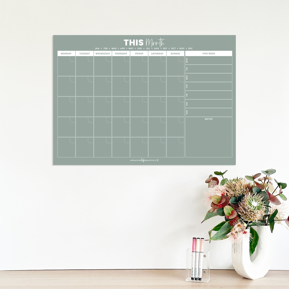 Organising Life Beautifully | A3 Magnetic Calendar | Landscape | Sage - NASH + BANKS