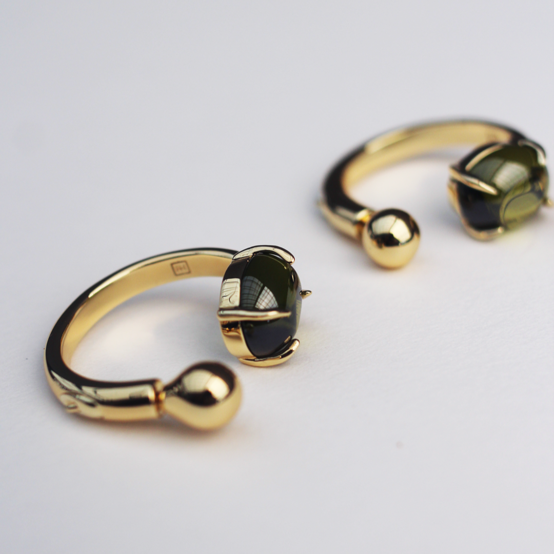 F+H Studios | Accord Punk Earrings | 18k Gold Plating + Peridot - NASH + BANKS