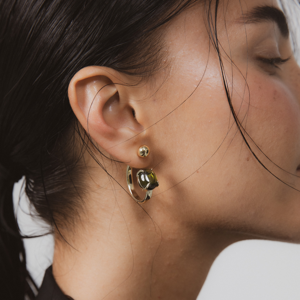 F+H Studios | Accord Punk Earrings | 18k Gold Plating + Peridot - NASH + BANKS
