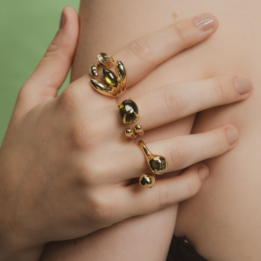 F+H Studios | Accord Gemstone Ring - NASH + BANKS | 18k Gold Plating + Peridot