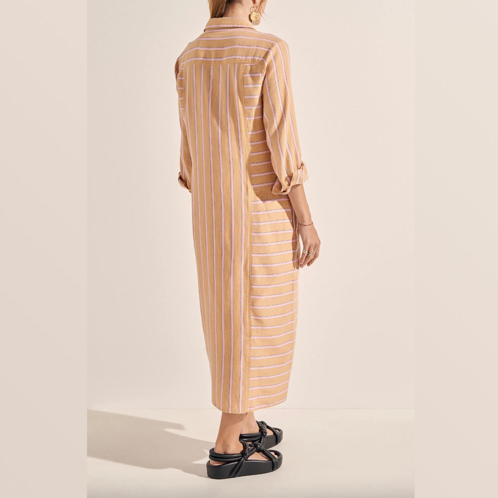 
                  
                    ILIO NEMA | Ajax Camel Stripe Shirtdress
                  
                
