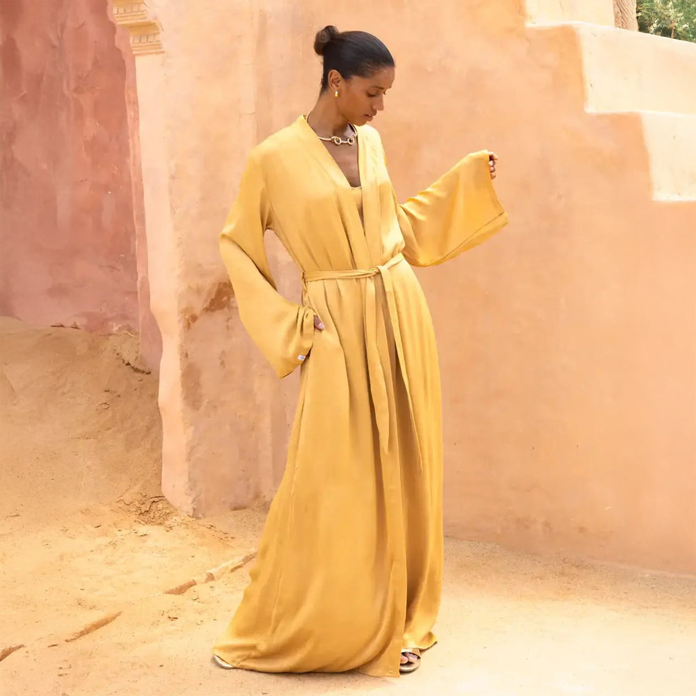 Brahmaki | Ancient Light | EcoVero Satin Maxi Kaftan - NASH + BANKS