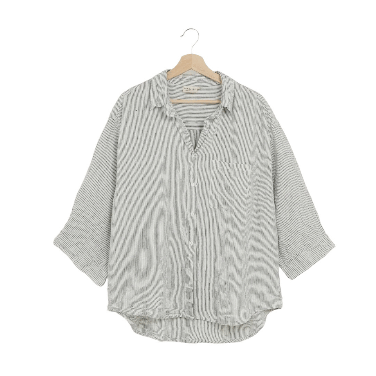 Carlotta & Gee - 100% Linen Pyjama Shirt in Pencil Stripes