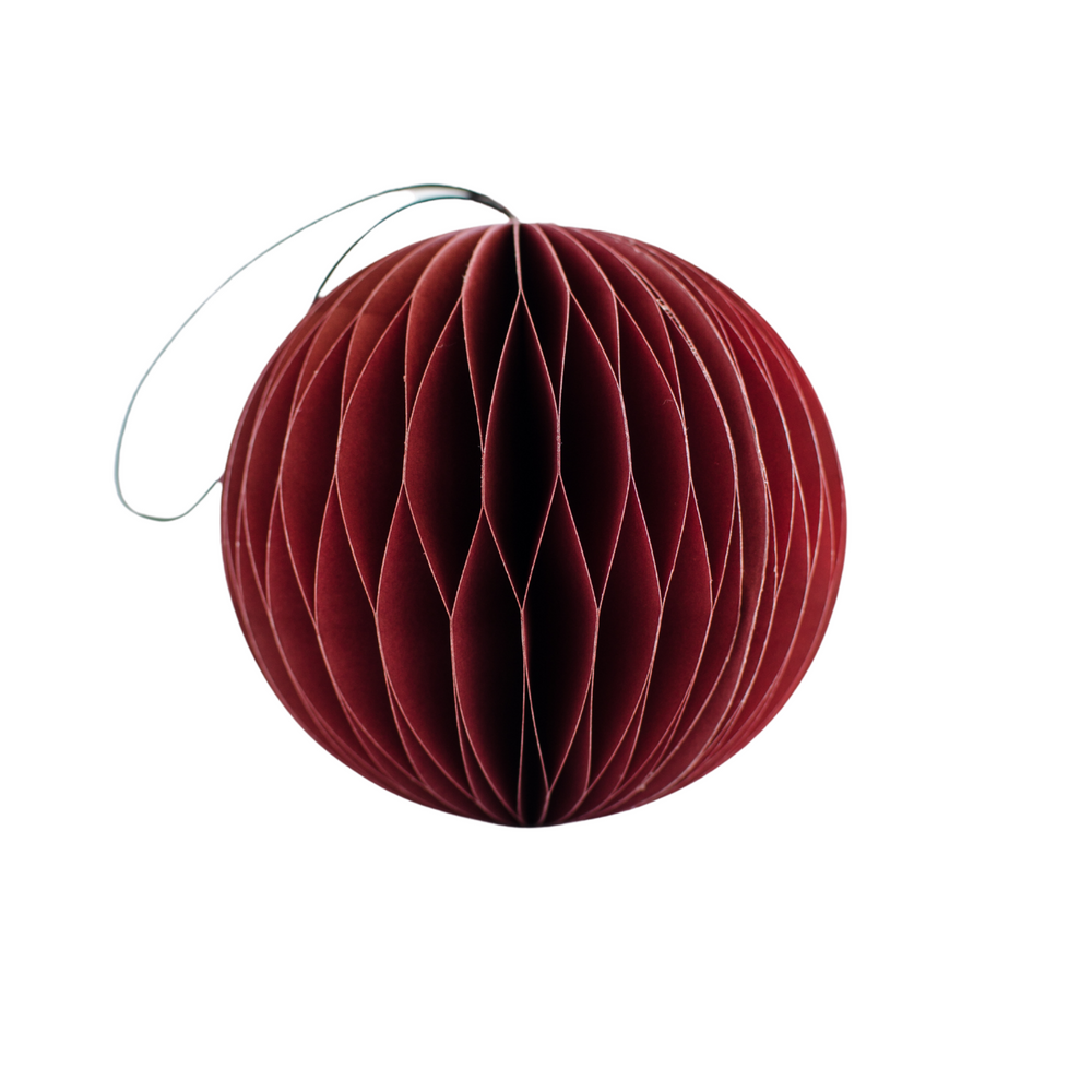 Nordic Rooms | Paper Sphere Ornament | Classic Red w/ Glitter Edge - NASH + BANKS