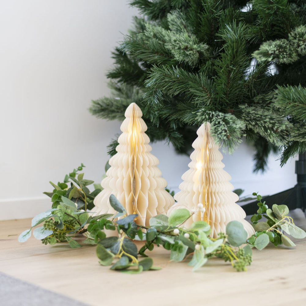 Tree Standing Off-White with Gold Edge & LED light - NASH + BANKS