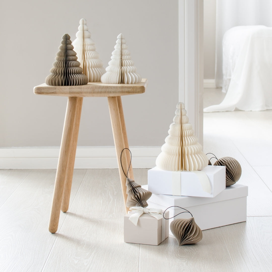 Nordic Rooms | Classic Standing Christmas Tree | Off-white w/ Silver Glitter Edge - NASH + BANKS