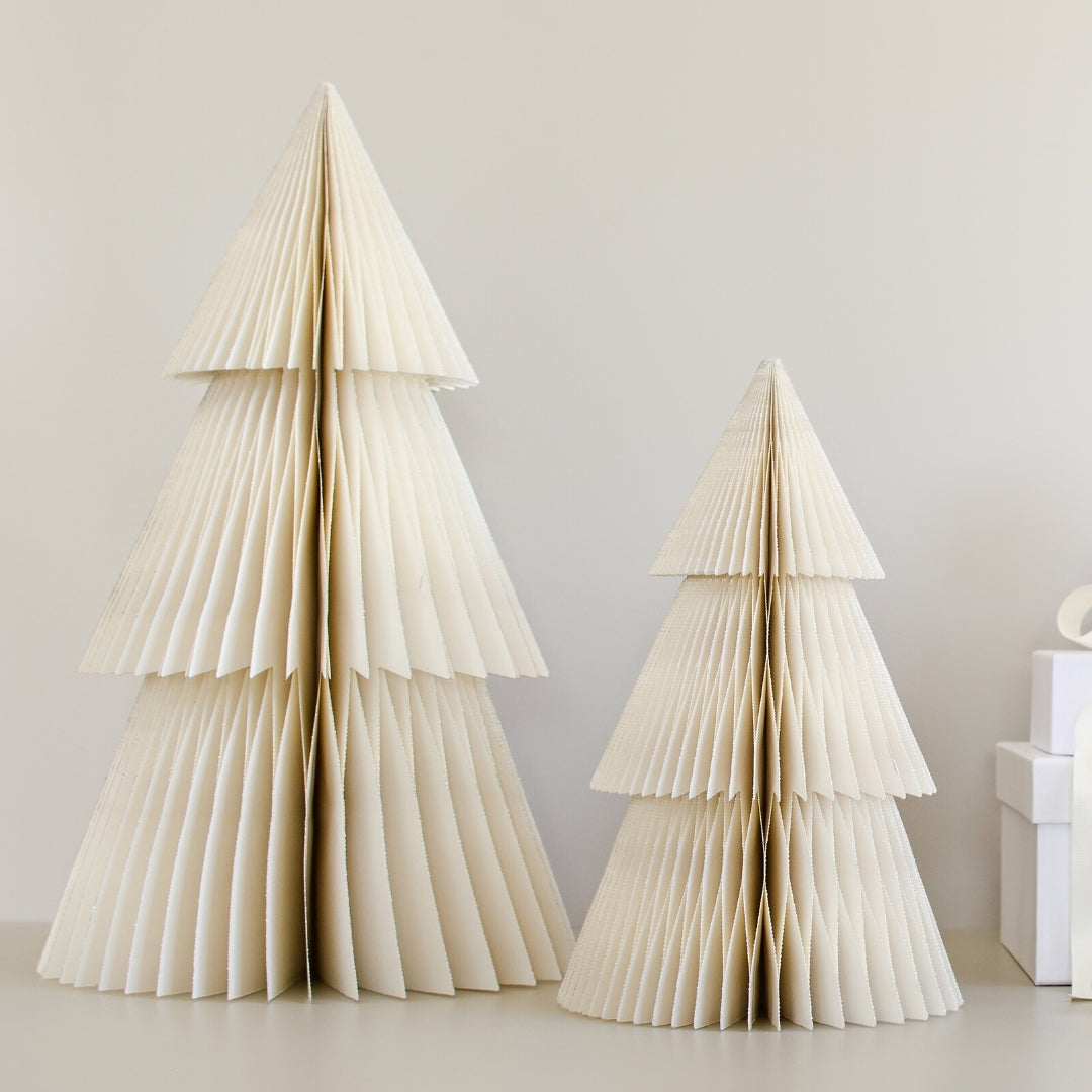 Nordic Rooms | Deluxe Tree Standing Ornament | Off-White w/ Silver Edge - NASH + BANKS