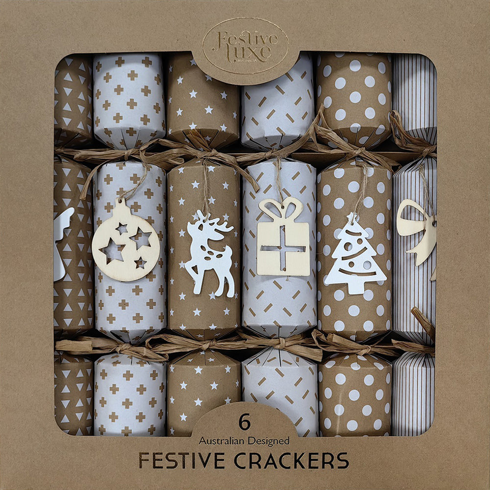 Fandangles - Kraft Christmas Crackers 6pk - NASH + BANKS