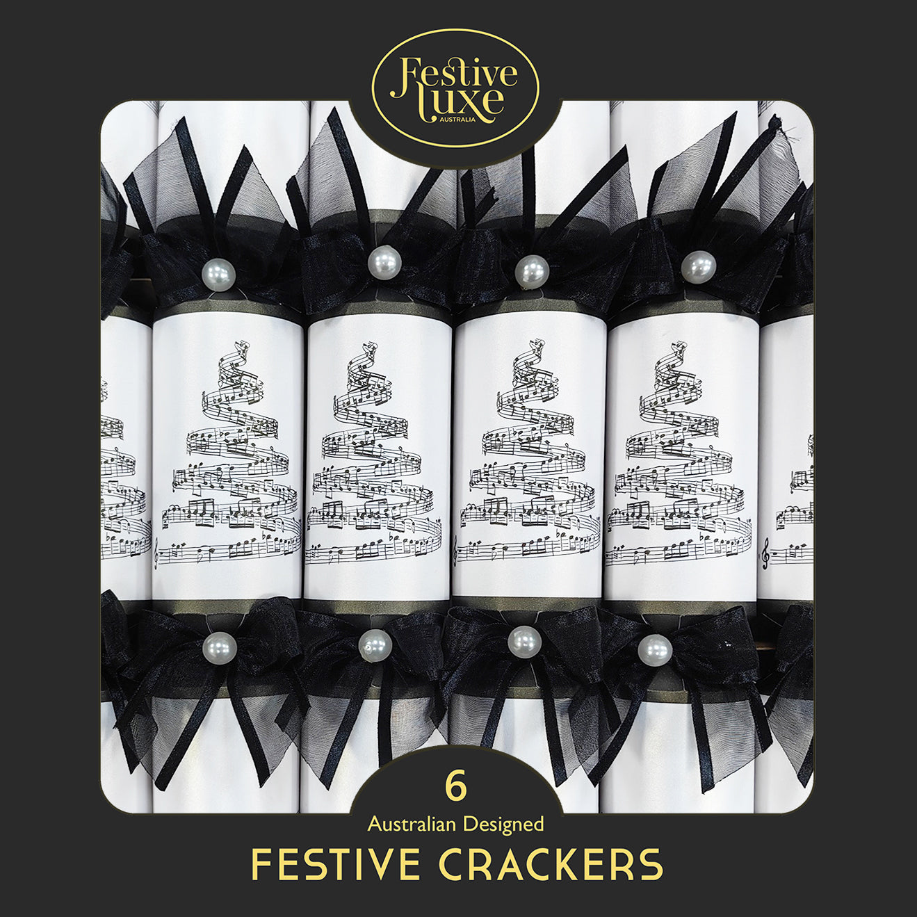 Luxury Hurdy Gurdy - Musical Christmas Crackers 6pk - Plastic-Free