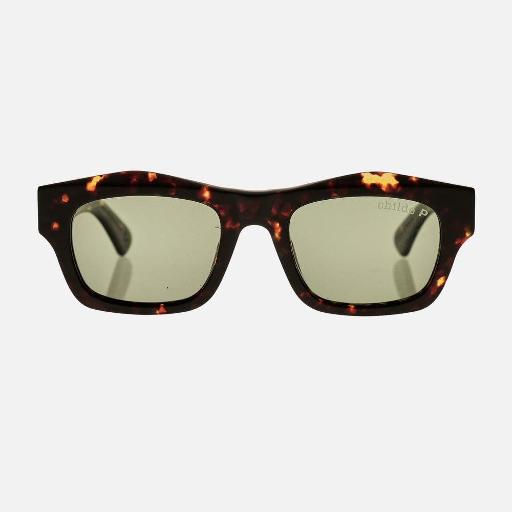 CHILDE Eyewear | FOLSOM Bio-Acetate Gloss Havana Tort | Green Polarised Lens