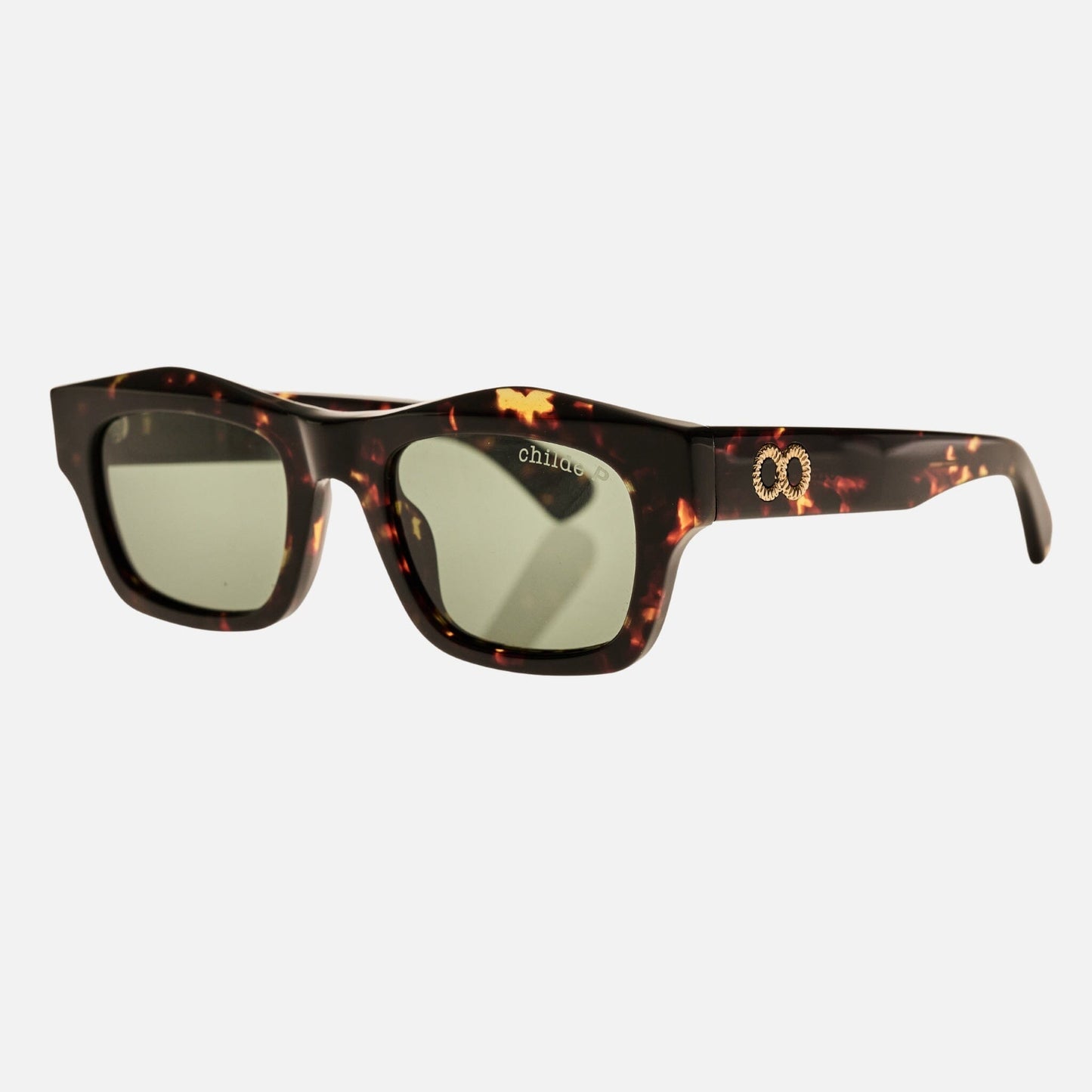 CHILDE Eyewear | FOLSOM Bio-Acetate Gloss Havana Tort | Green Polarised Lens