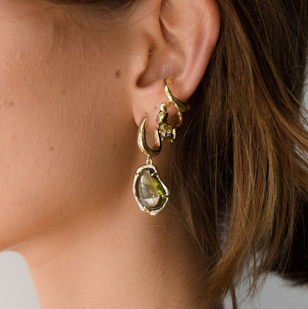 F+H Studios | Fantasy Gemstone Hoops  | 18k Gold Plating - NASH + BANKS | Peridot