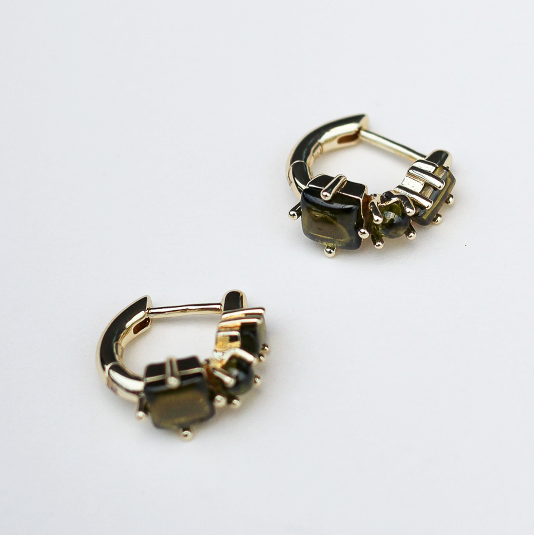 F+H Studios | Fantasy Gemstone Hoops  | 18k Gold Plating - NASH + BANKS | Peridot