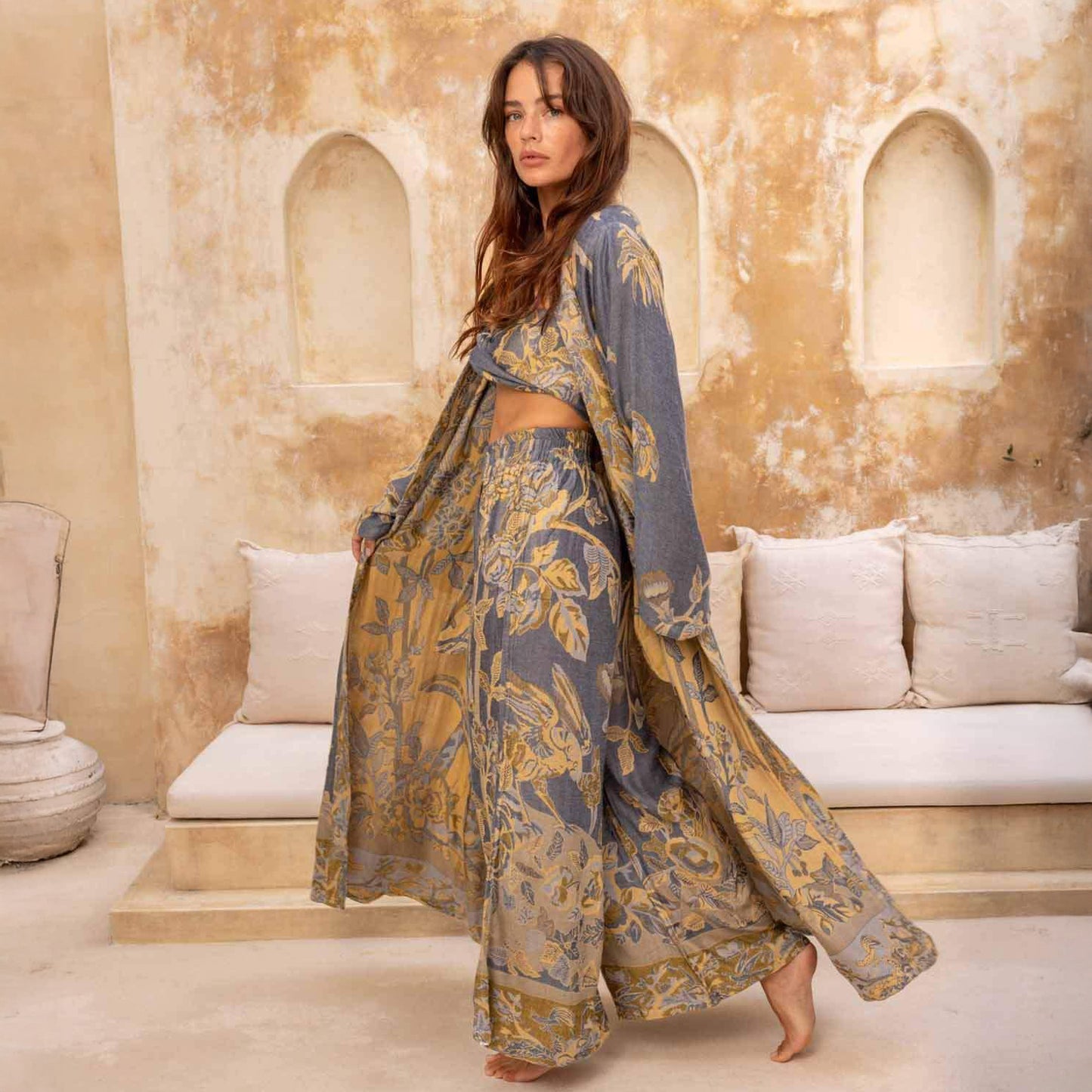 Brahmaki | Forget Me Not | EcoVero Reversible Maxi Kaftan - NASH + BANKS