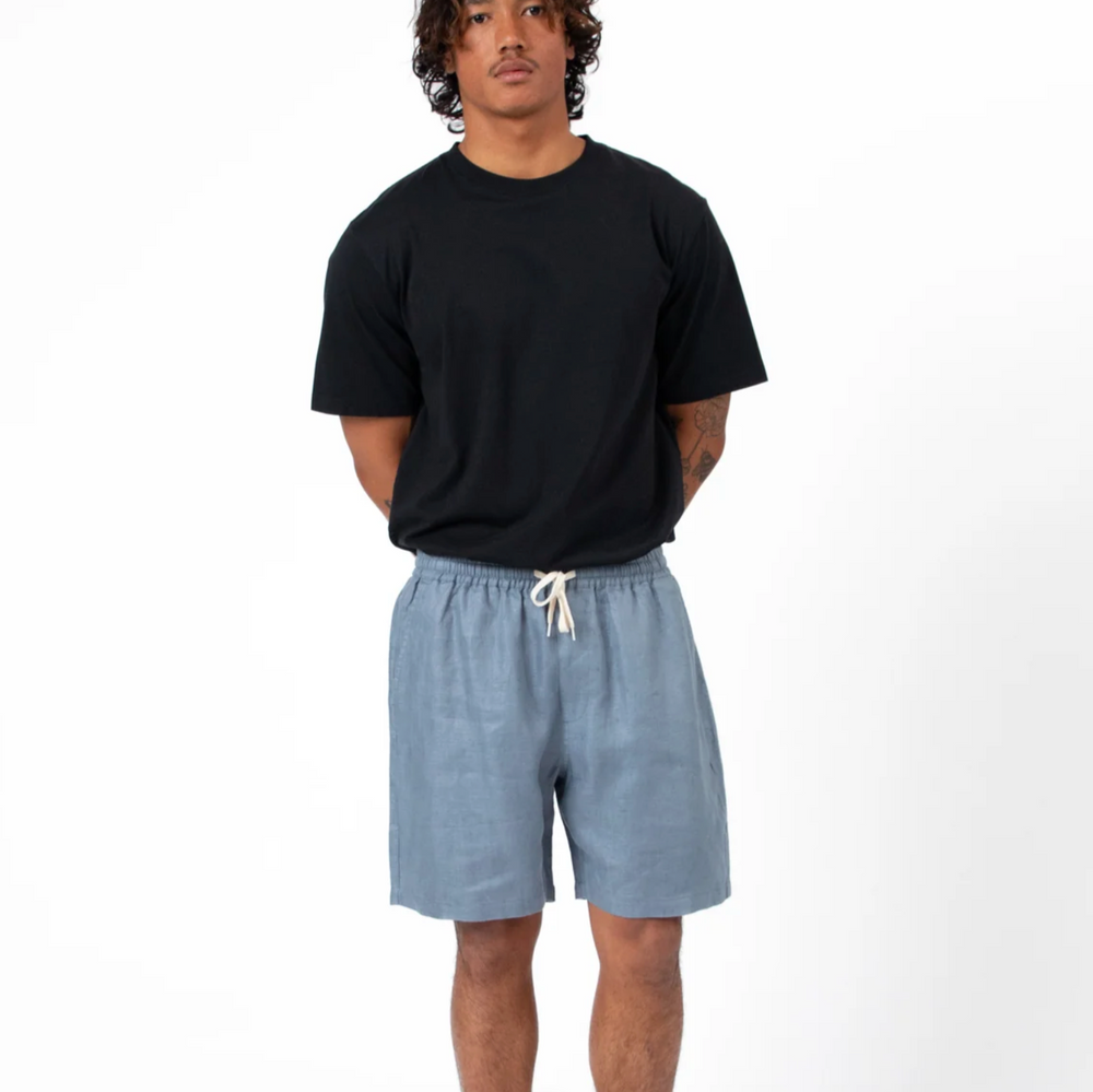 Mr Simple | Burbank Herringbone Short | Slate Blue