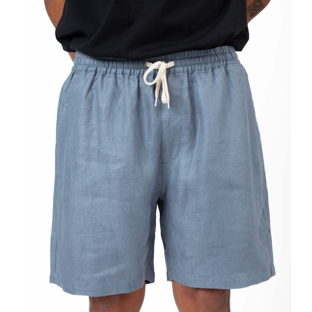 Mr Simple | Burbank Herringbone Short | Slate Blue