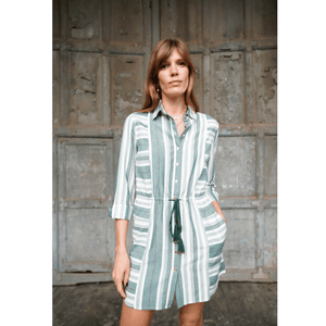 ILIO NEMA - Leto Green Cyprus Striped Shirt Dress