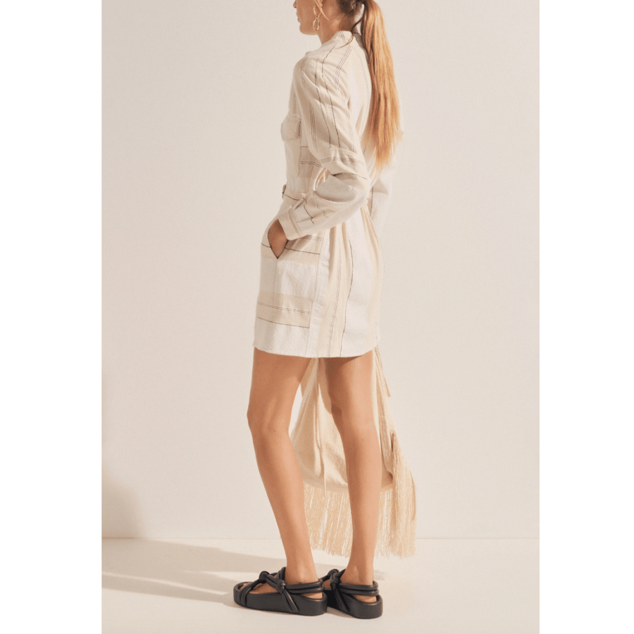 ILIO NEMA - Oceanus Cream Boucle Stripe Mini Dress