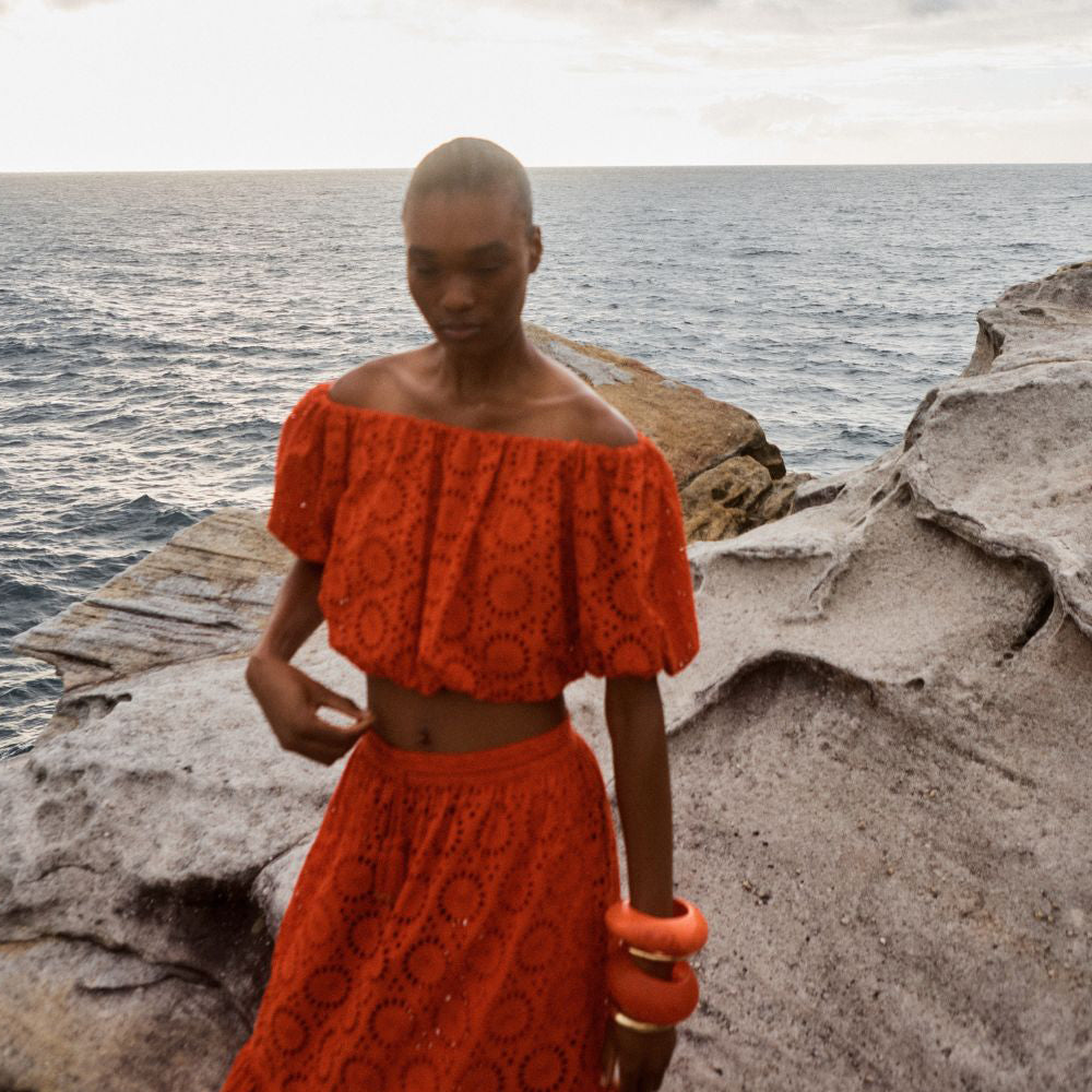 ILIO NEMA | Cyprian Skirt + Antiope Top | Pink + Red Eyelet - NASH + BANKS