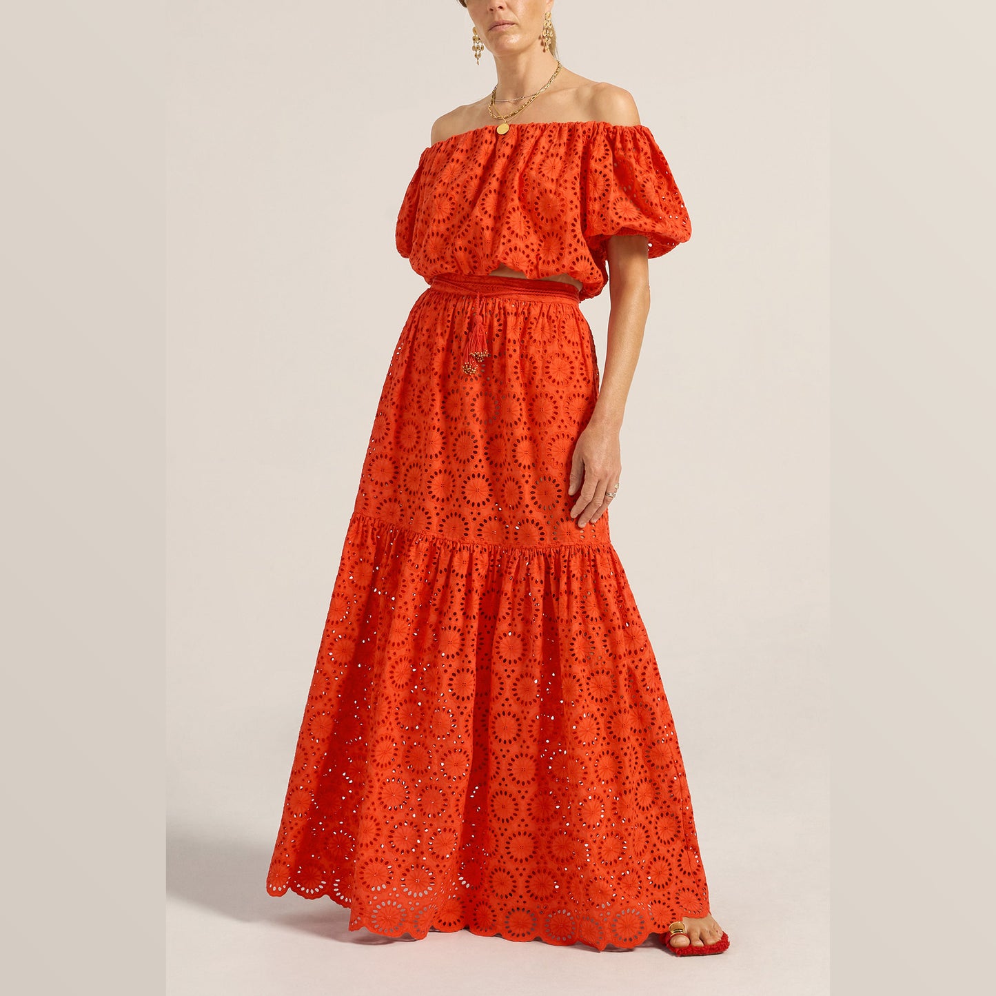 ILIO NEMA | Cyprian Skirt + Antiope Top | Pink + Red Eyelet - NASH + BANKS