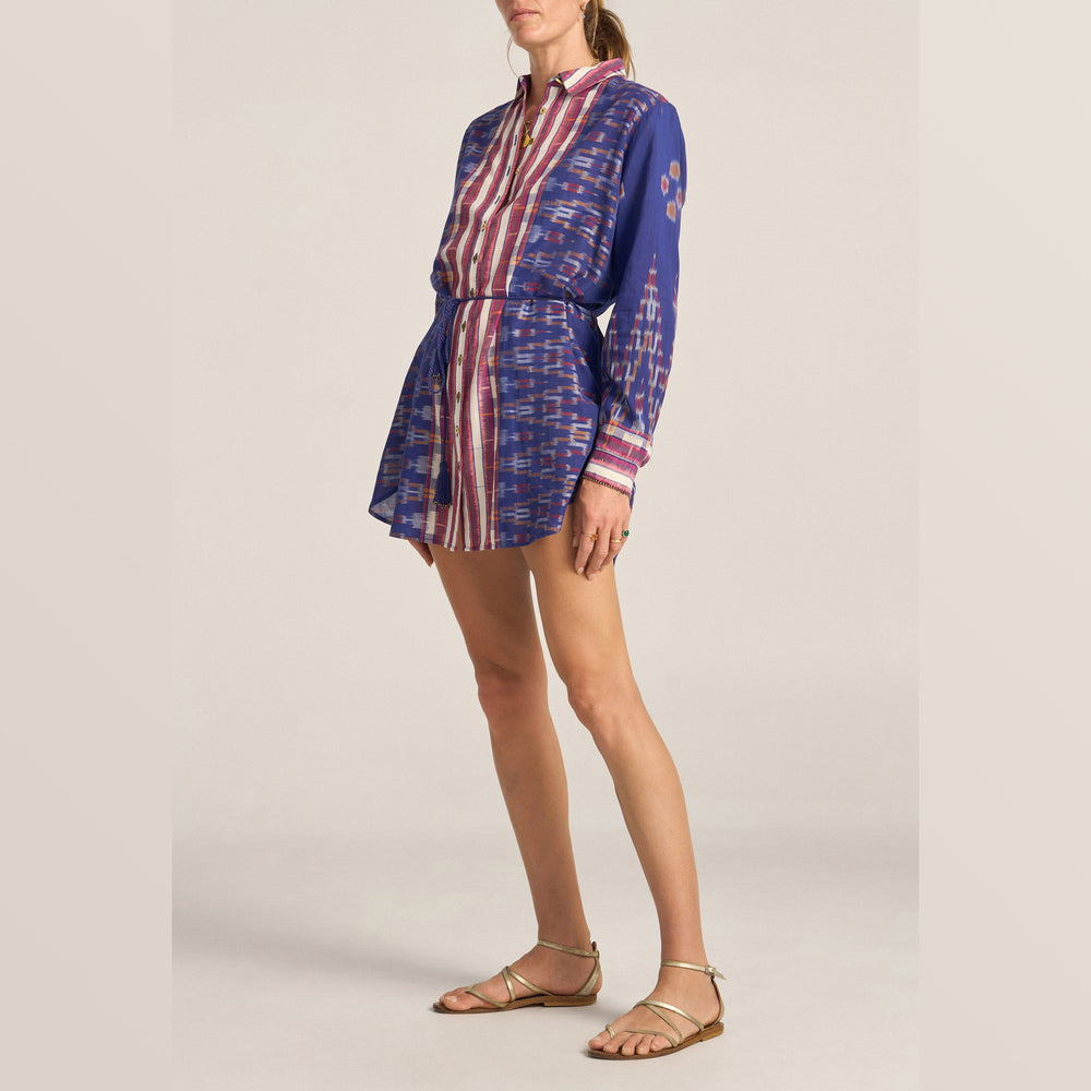 ILIO NEMA | Arion Shirt Dress | Ikat Scarf Print - NASH + BANKS