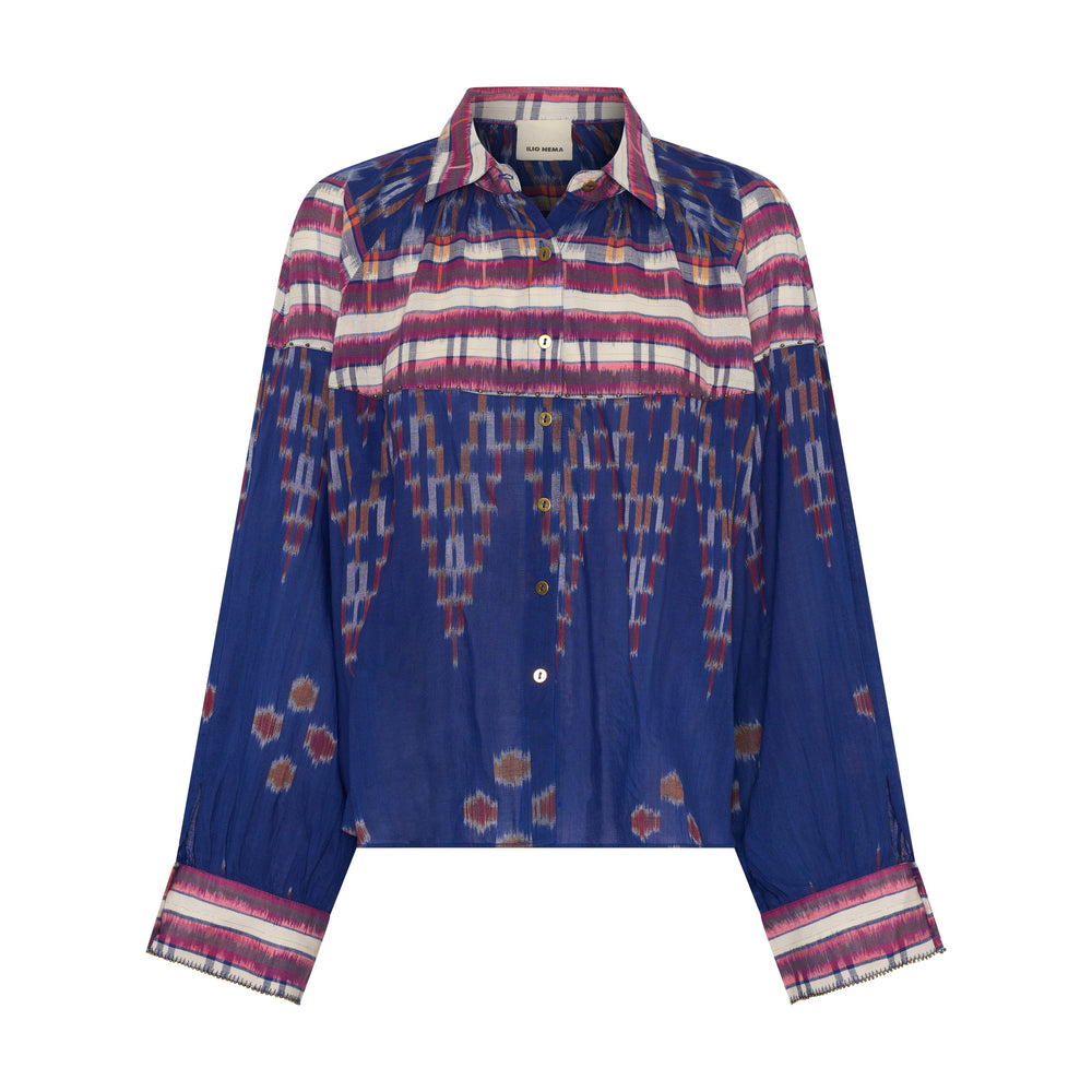 ILIO NEMA | Medusa Shirt | Ikat Scarf Print - NASH + BANKS