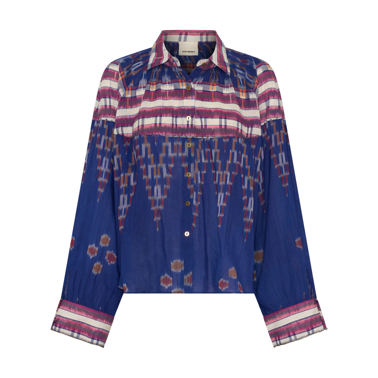 ILIO NEMA | Medusa Shirt | Ikat Scarf Print - NASH + BANKS
