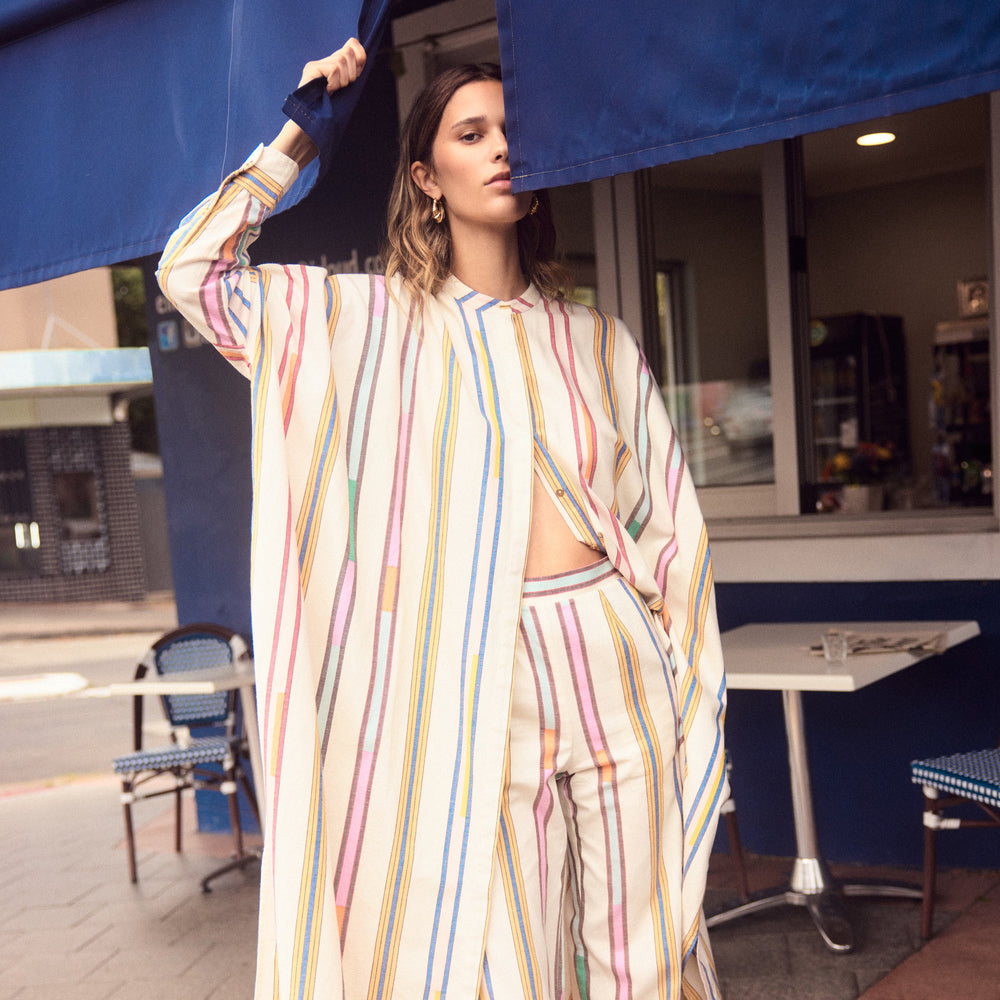 ILIO NEMA | Pollux Maxi Caftan | Afro Broken Stripe - NASH + BANKS