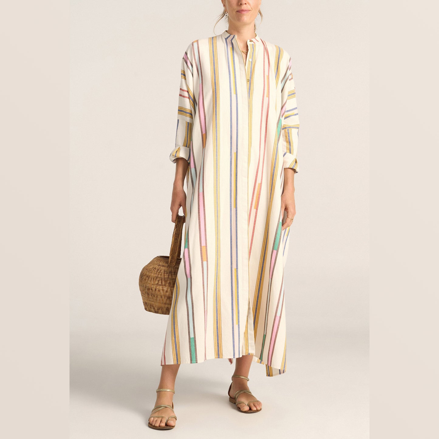 ILIO NEMA | Pollux Maxi Caftan | Afro Broken Stripe - NASH + BANKS