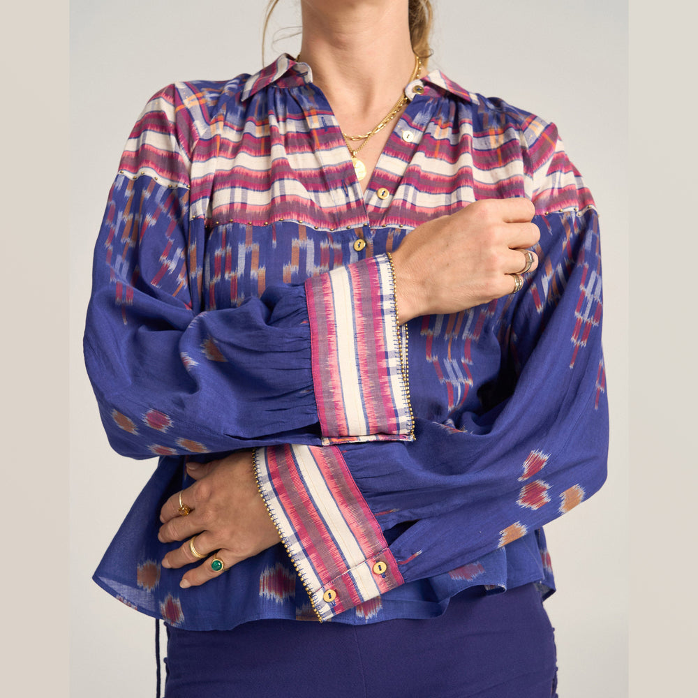 ILIO NEMA | Medusa Shirt | Ikat Scarf Print - NASH + BANKS