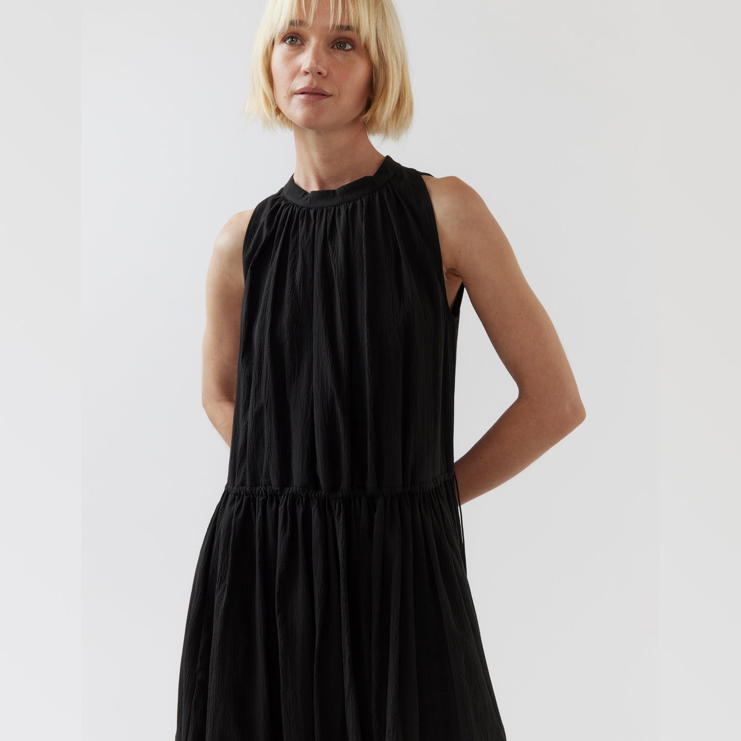 FOEMINA | KINGA Dress | Black Seersucker - NASH + BANKS