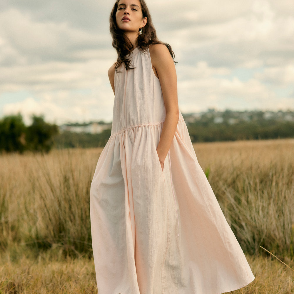 FOEMINA | KINGA Dress | Ballet Pink Seersucker - NASH + BANKS