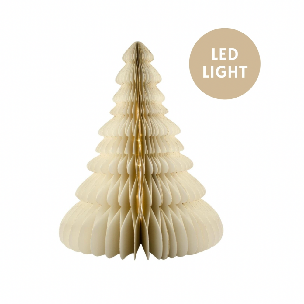 Tree Standing Off-White with Gold Edge & LED light | 36cm - NASH + BANKS