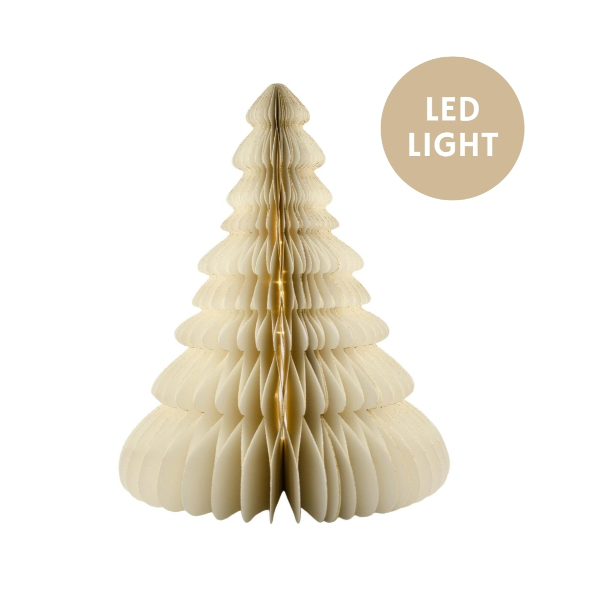 Tree Standing Off-White with Gold Edge & LED light | 36cm