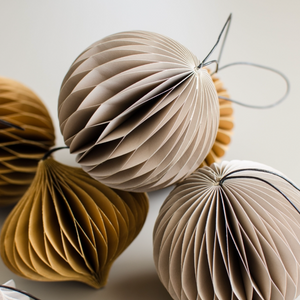 Linen Paper Sphere Christmas Ornament