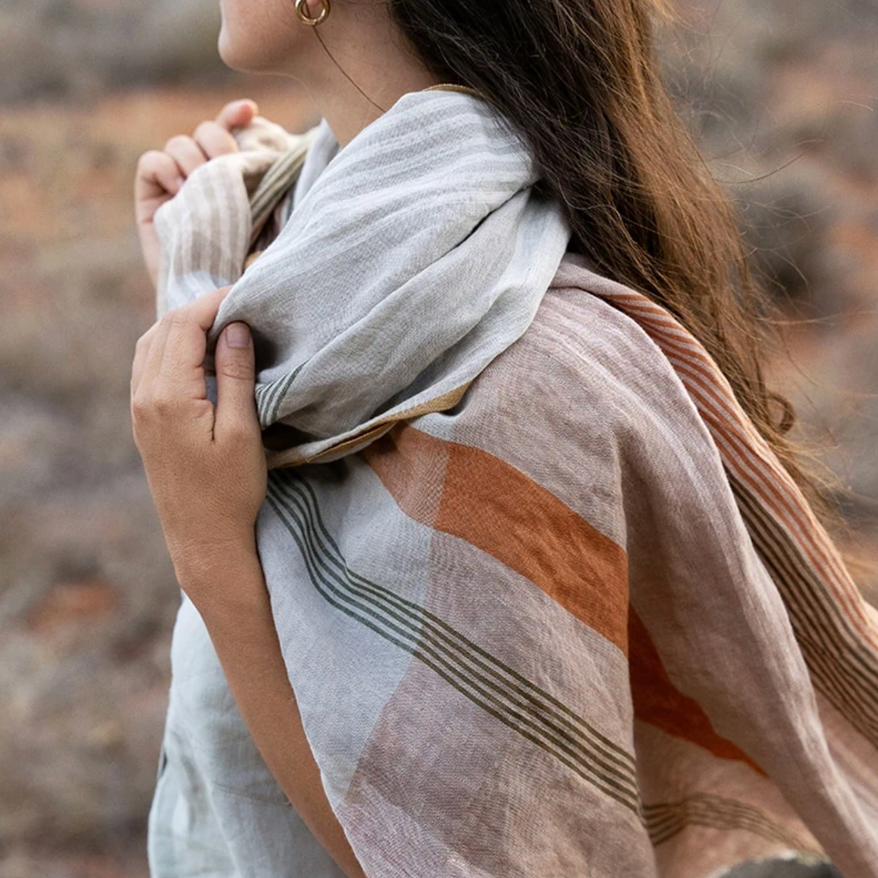 Mungo Textiles | Linen Scarf - NASH + BANKS | Clay