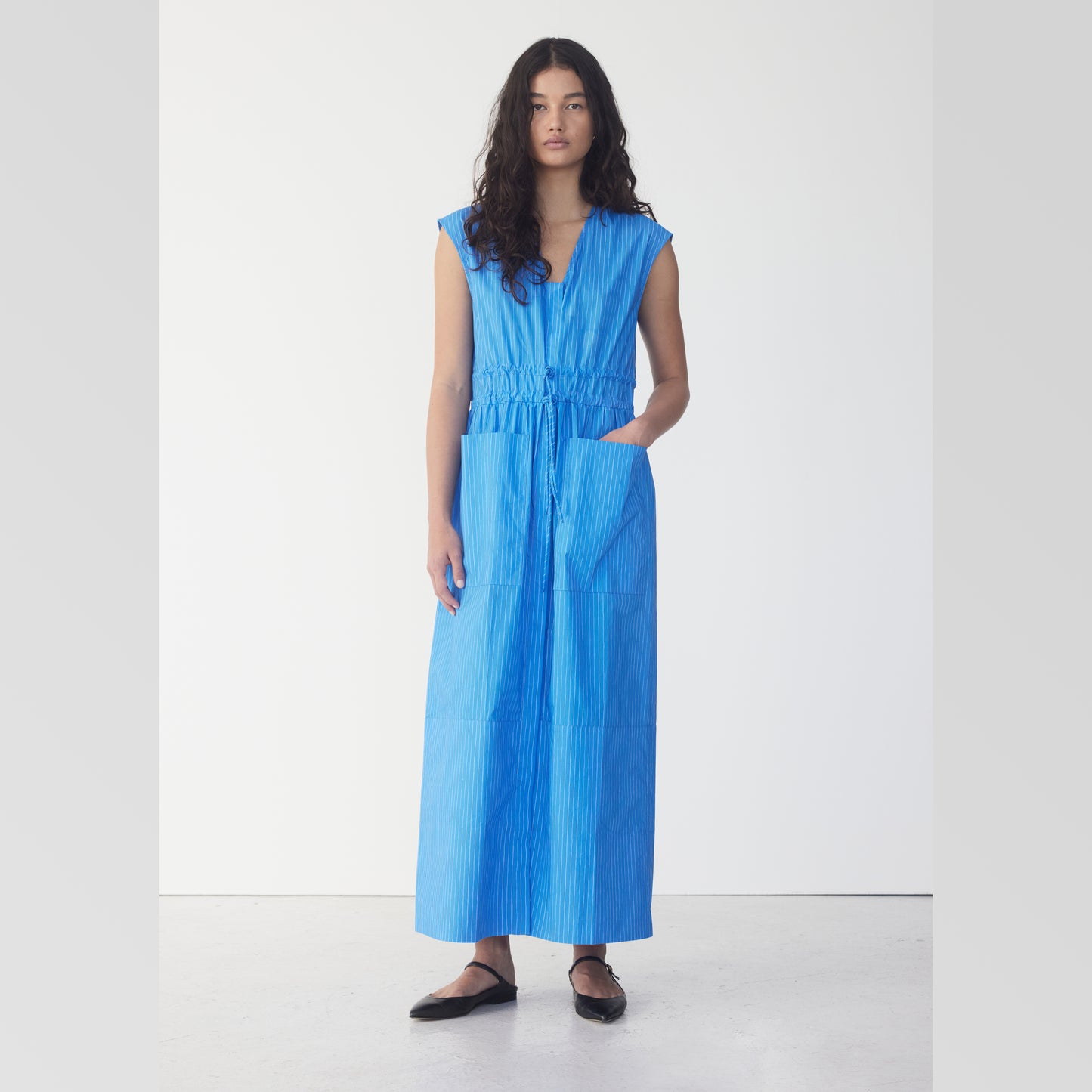 FOEMINA | MEG Dress | French Blue Pinstripe Poplin - NASH + BANKS