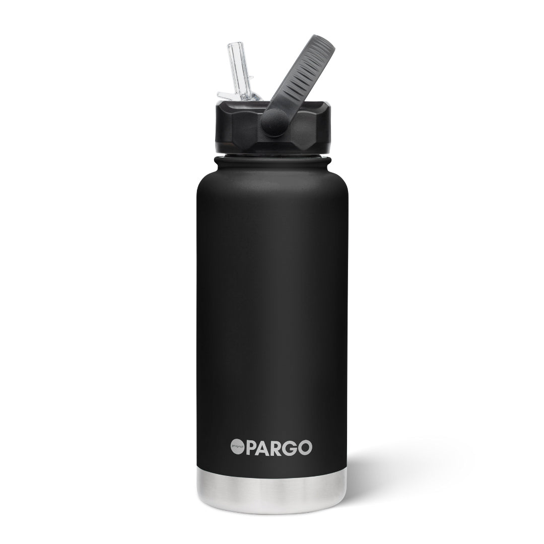 Project PARGO | 950ml Insulated Sports Bottle w/ Straw Lid - NASH + BANKS | MIDNIGHT Black