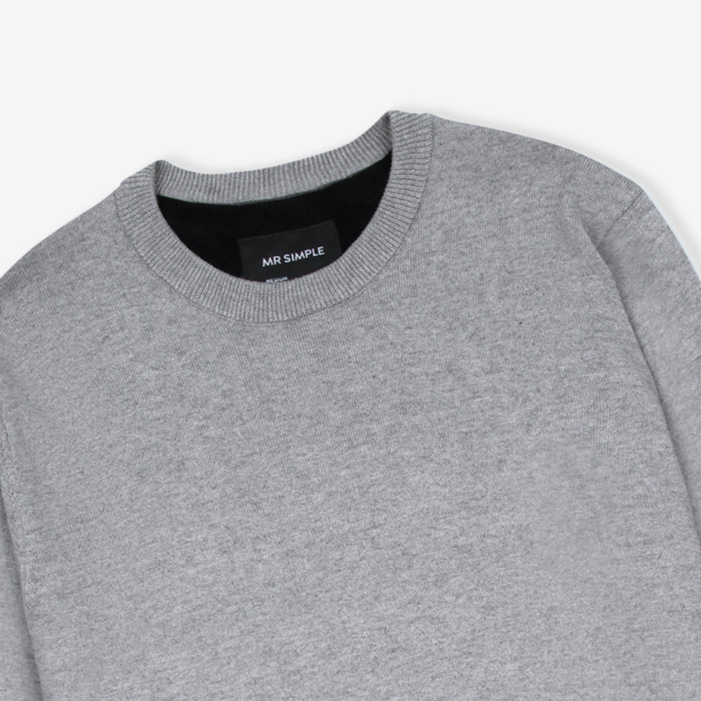 Mr Simple | Everyday Wool Crew Knitted Jumper | Grey Marle 