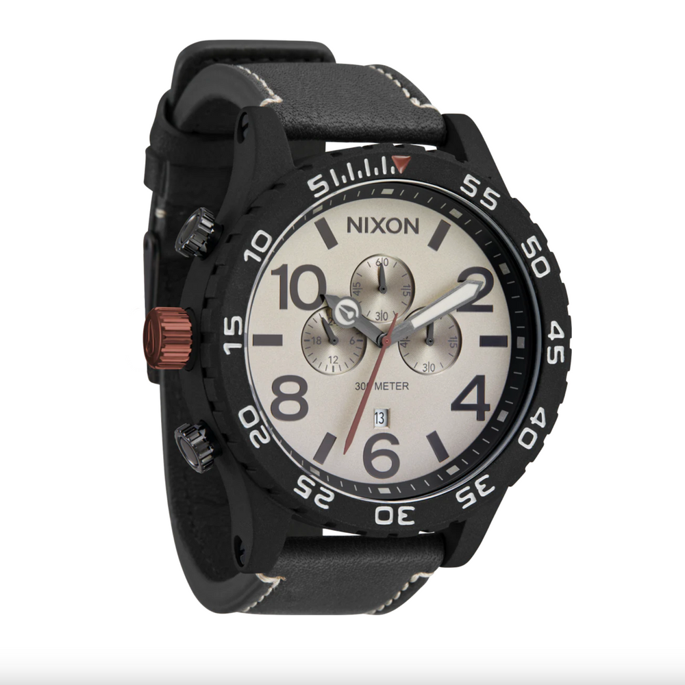 NIXON - 51-30 Chrono Leather | Black / Pumice / Charcoal