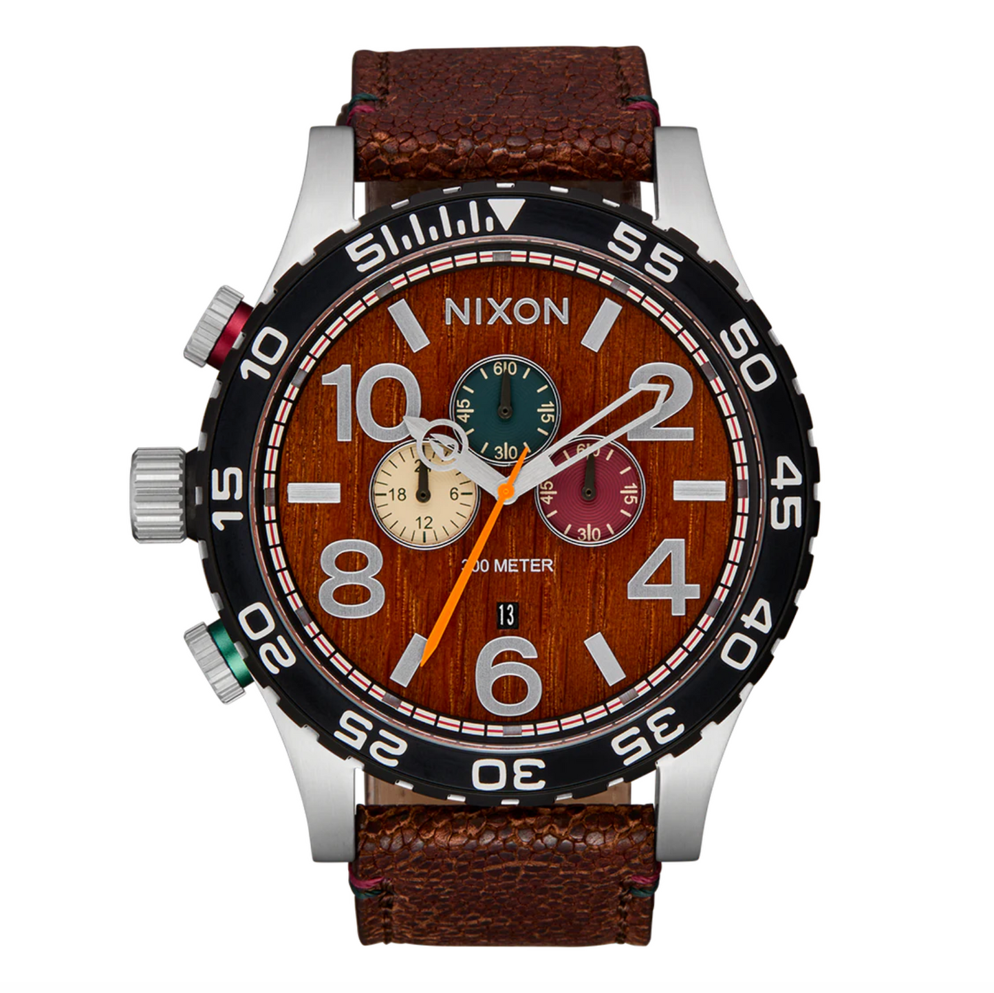 NIXON - 51-30 Chrono Leather | Silver / Rosewood / Chocolate | Mens Watch
